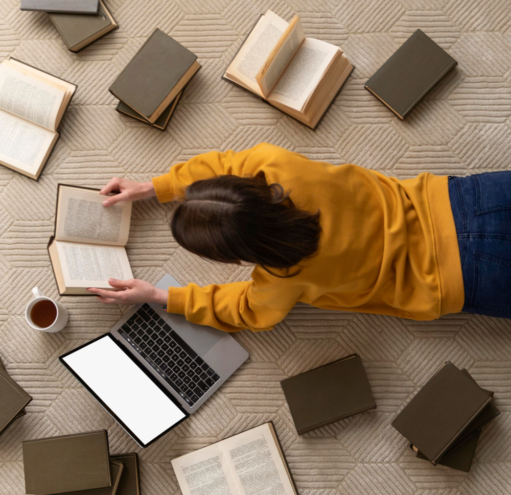 Books and coffee on a table